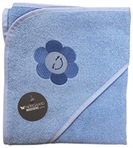 Lyseblåt badeslag med glad blomst størrelse 75 x 75 cm